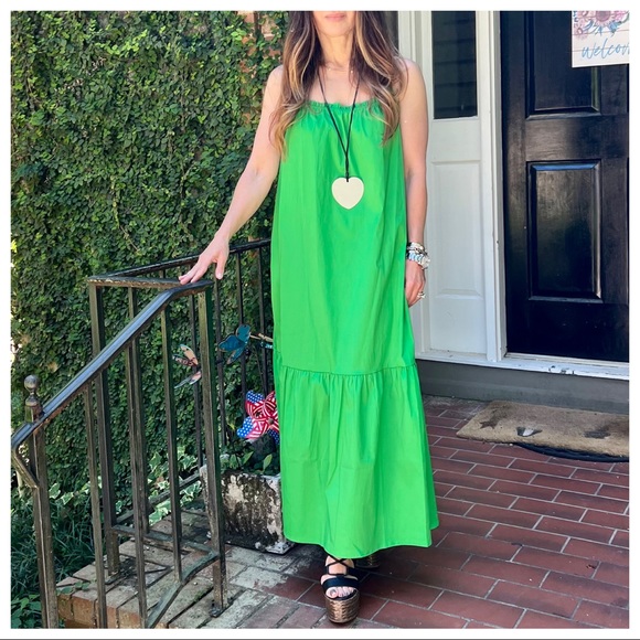 NWT this years Favorite Color! Sleeveless Ruffle Front Tier Maxi Dress L - Picture 3 of 8